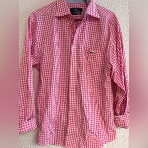 Vineyard Vines Mens Pink gingham plaid “tucker”classic fit shirt, Size medium